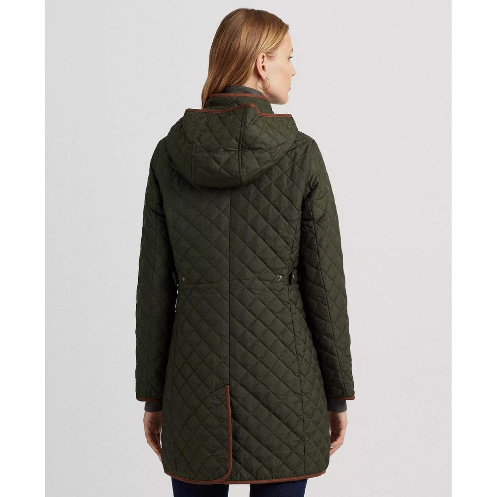 Lauren Ralph Lauren Hooded Quilted Coat In Litchfield Loden Size M New With Tags - Picture 2 of 9